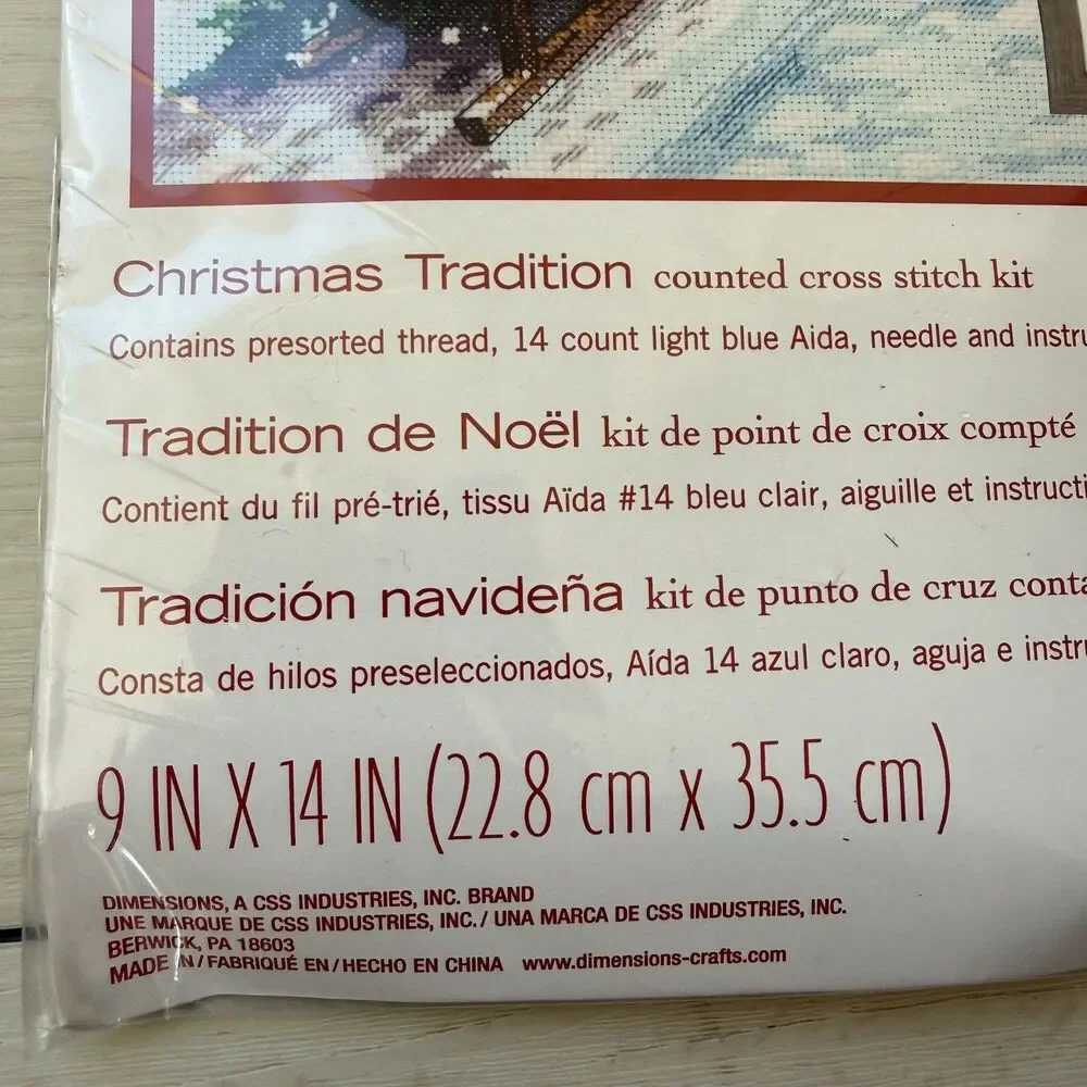 Dimensions Counted Cross Stitch Kit - Christmas Tradition 9”x14” New